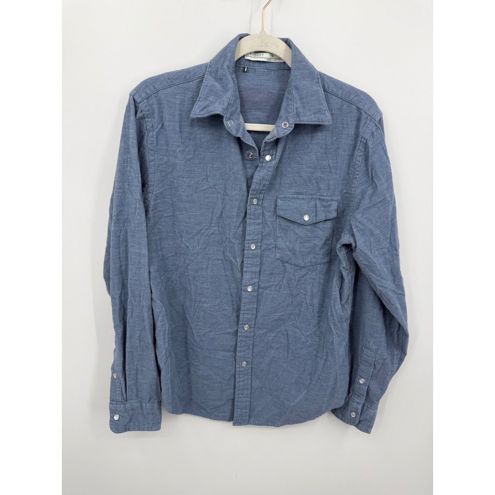 Criquet Corduroy Western Button Down Shirt Mens Small Blue Snap Front Pocket